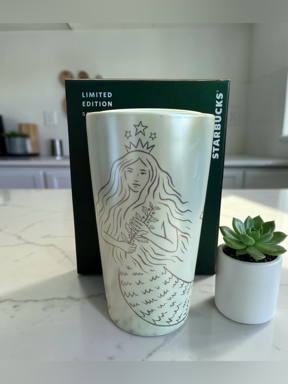 Starbucks Mermaid Siren Ceramic Hot Cup - 50th Anniversary Limited Edition NIB